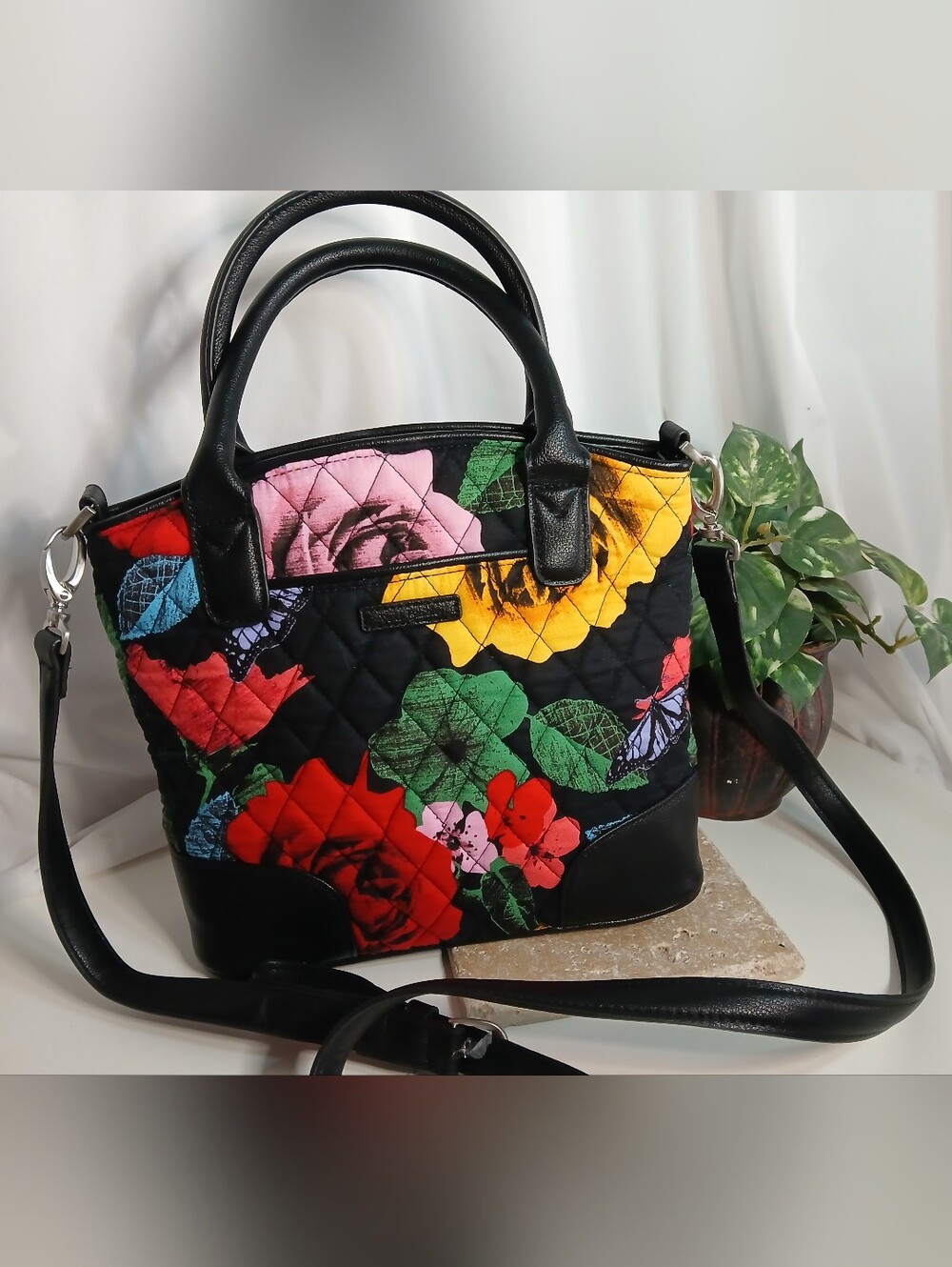 Retired Vera Bradley "Havana Rose" Satchel-Crossbody Bag Exc. Con.